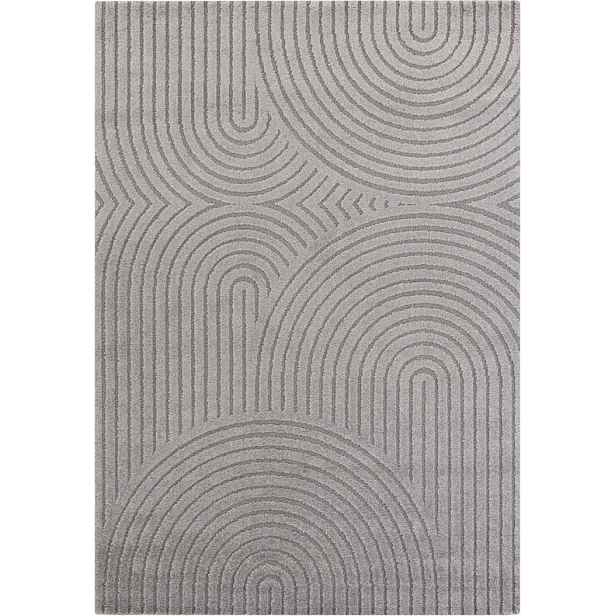 Koberec plyšový do obývacího pokoje 120 x 170 cm, šedý, moderní vzor