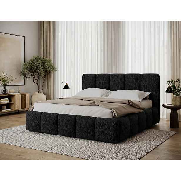 Manželská čalouněná postel 140x200 DOLVERO 1 - černá