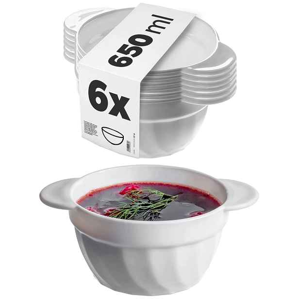 Miska Misky Na Polévku 650 ml Misky Vývar Flaczarka Bílá Set 6 Ks