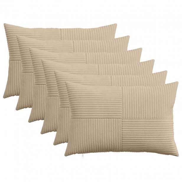 vidaXL Povlak na polštář 6 pcs ALMELO Taupe 50 x 75 cm manšestr