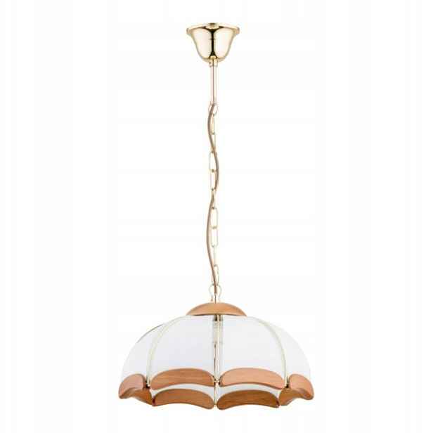 Klasická závěsná lampa zlatá bílá dřevěná do jídelny obývacího pokoje 32 cm Alfa