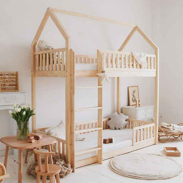 Petits-meubles DOMEČKOVÁ POSTEL 90/200 Daisy Přírodní dřevo