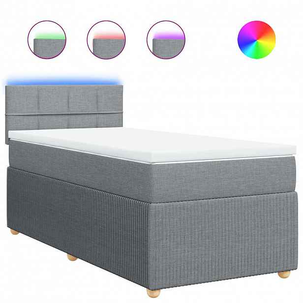 vidaXL Box spring postel s matrací světle šedý 100 x 200 cm textil