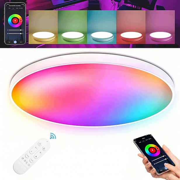 Lampa Stropní Svítidlo Led Rgb Bílá Cct 2700K-6500K Wifi Dálkový Ovladač