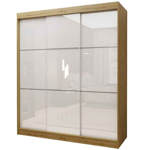 MASSENO ŠATNÍ SKŘÍŇ S POSUVNÝMI DVEŘMI VITALE, 180/216/61 cm 3dveřová, dub Artisan