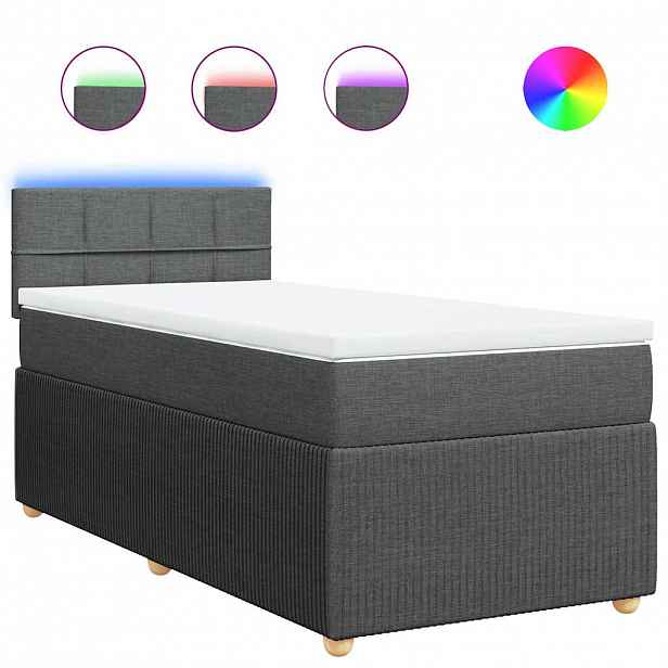 vidaXL Box spring postel s matrací tmavě šedá 100 x 200 cm textil