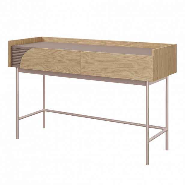 Beautysofa KONZOLOVÝ STOLEK Camel se 2 zásuvkami a rýhovaným detailem, 120 cm, jarní dub + Toffee