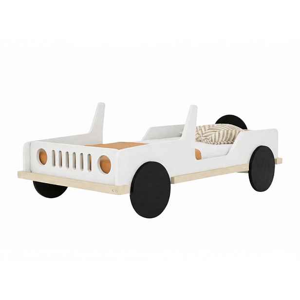 Benlemi Dětská auto postel ve tvaru JEEPU SAFARI 80x160 cm Zvolte barvu: Bílá