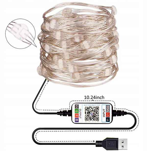 Ozdobné Lampy 200 Led Bluetooth 20M Usb Drátek