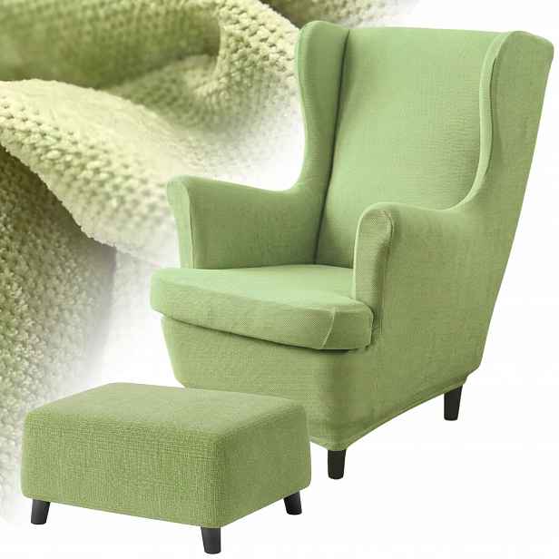 Potah Na Křeslo Ušák Podnožka Taburet Elastický Chenille Šenil Oeko Tex