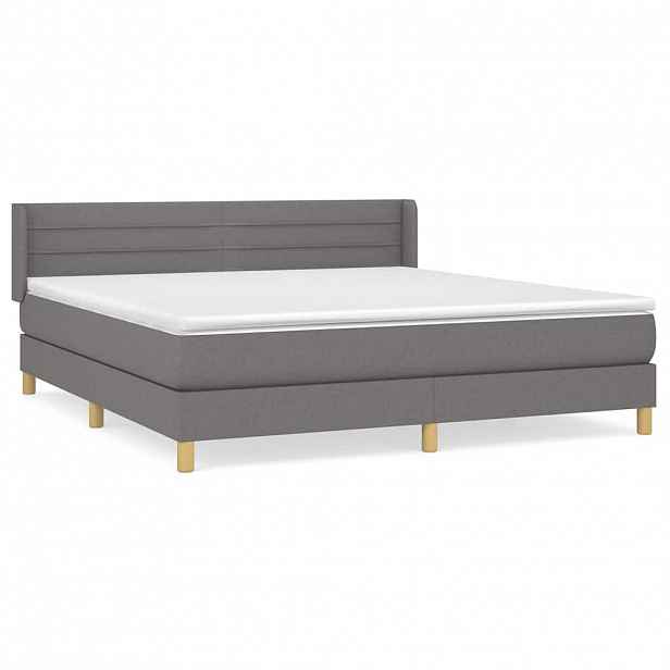 vidaXL Box spring postel s matrací tmavě šedá 160x200 cm textil