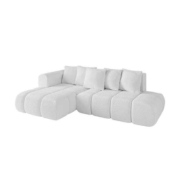 ALTDECOR ROHOVÁ SEDAČKA s funkcí spaní a otomanem, levá CLOUD-L-v1 280x185x90 Bílá Buklé