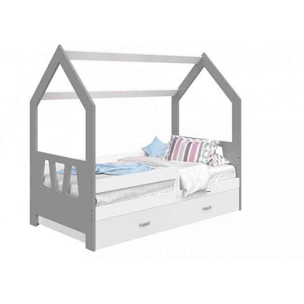 Dětská postel SPECIOSA D3A 80x160 v barvě šedá/bílá se zásuvkou: bílá