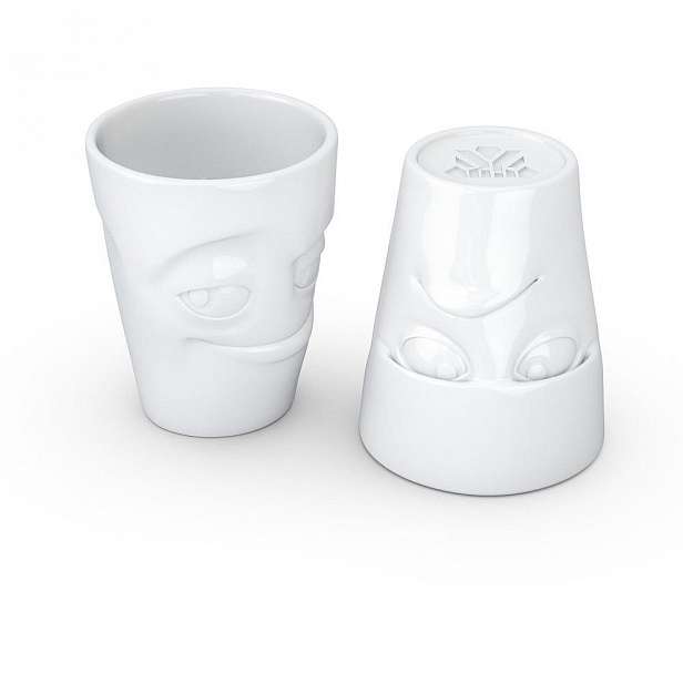 Sada 2 bílých hrnků z porcelánu 58products Grumpy & Impish