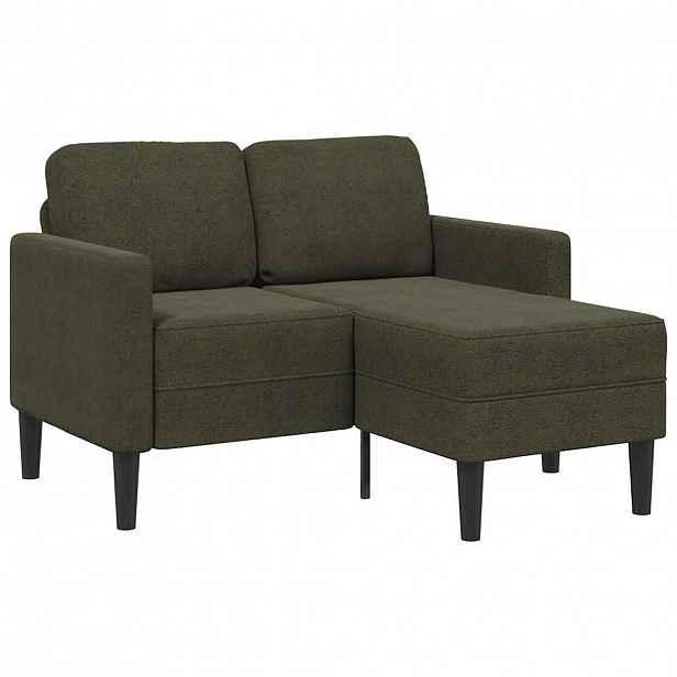 vidaXL Dvoumístná pohovka s lenoškou ve tvaru L, armádně zelená, 125 cm, umělá kůže
