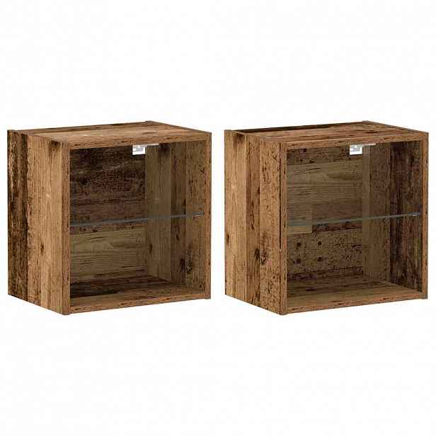 vidaXL Floating Shelf with LED Light 2 ks Hnědá 40 x 28,5 x 40 cm