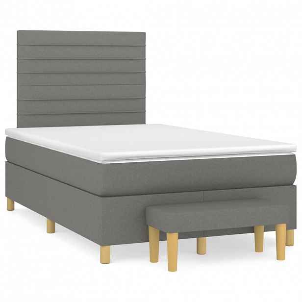 vidaXL Box spring postel s matrací tmavě šedá 120x200 cm textil