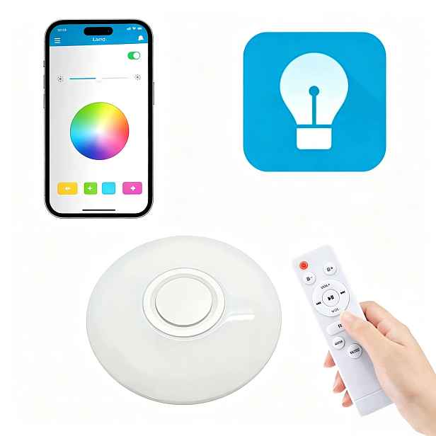Stropní svítidlo Rgb s reproduktorem Bluetooth Led 60W s dálkovým ovládáním, aplikace