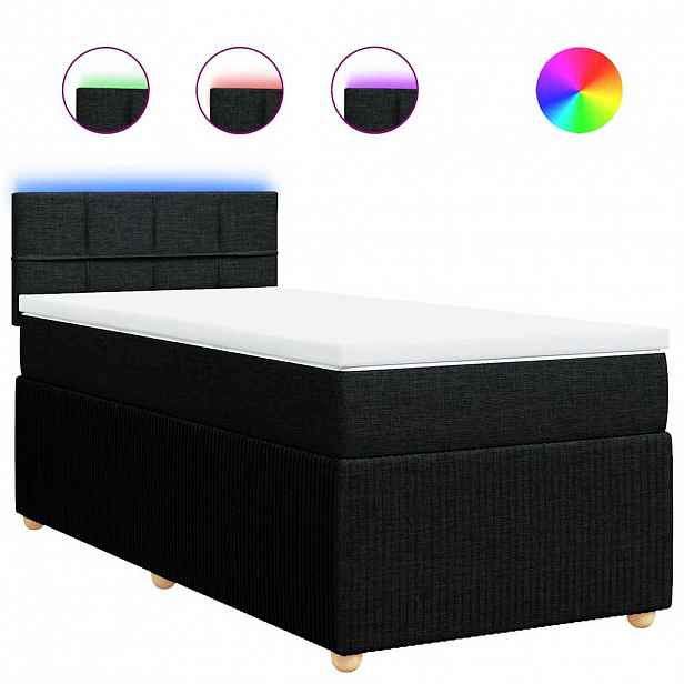 vidaXL Box spring postel s matrací černá 100 x 200 cm textil