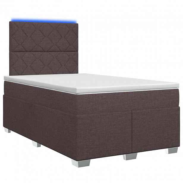vidaXL Postel boxspring s matrací Tmavě hnědá 120 x 200 cm Textil