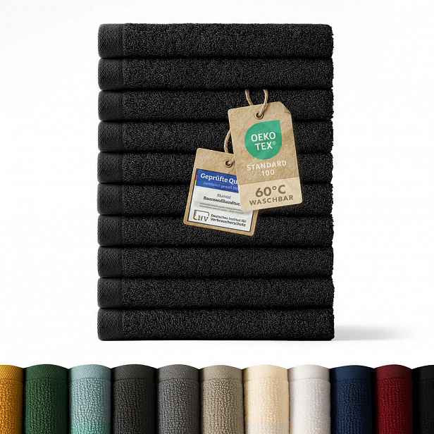 Blumtal RUČNÍK PRO HOSTY sada 10 ks, 10x ručník pro hosty 30/30 cm, černá