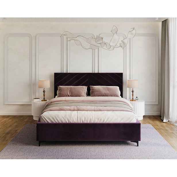 FDM Čalouněná postel Elegante se zvedacím roštem Paris fialová, velikost 140x200