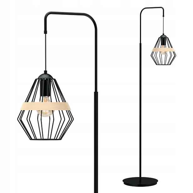 Podlahová lampa Milagro Cliff MLP5528 černá loft kov dřevo 1xE27 60W