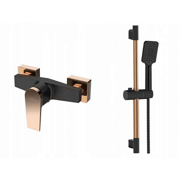 Sada sprchová baterie sprchový set Midnight black/rose gold