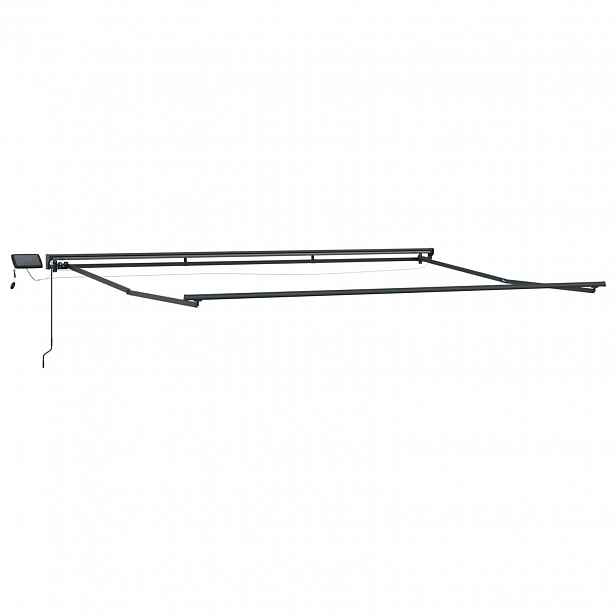 vidaXL Manual Awning Frame with Solar LED 5 x 3 m Antracitová