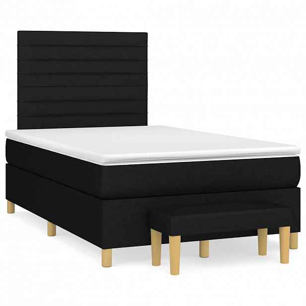 vidaXL Box spring postel s matrací černá 120x200 cm textil