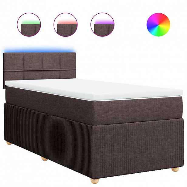 vidaXL Box spring postel s matrací tmavě hnědá 100 x 200 cm textil