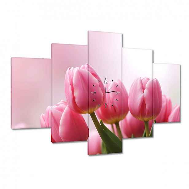 Hodiny 150x105 Růžové tulipány