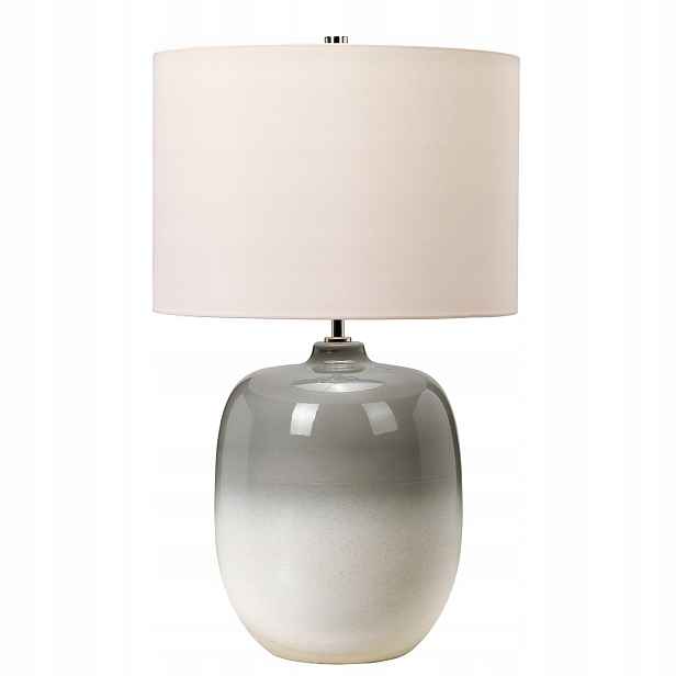 Keramická stolní lampa Elstead šedobílá s krémovým stínidlem do obývacího pokoje