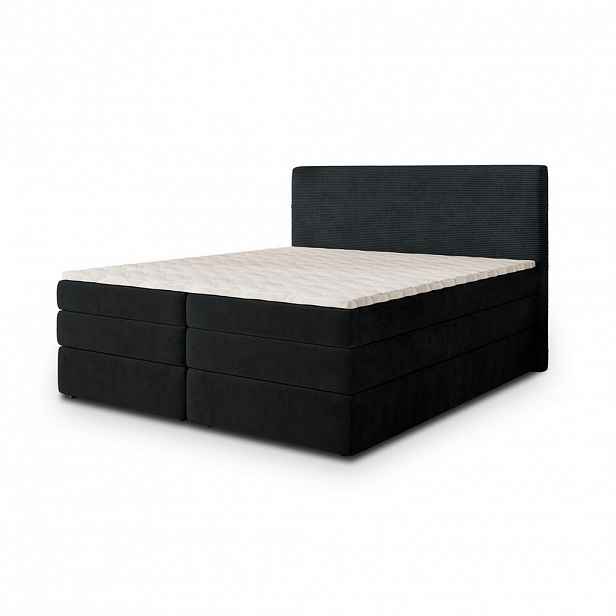 MASSENO POSTEL BOXSPRING MATERN 140x200 cm, s matrací a úložným prostorem, černá