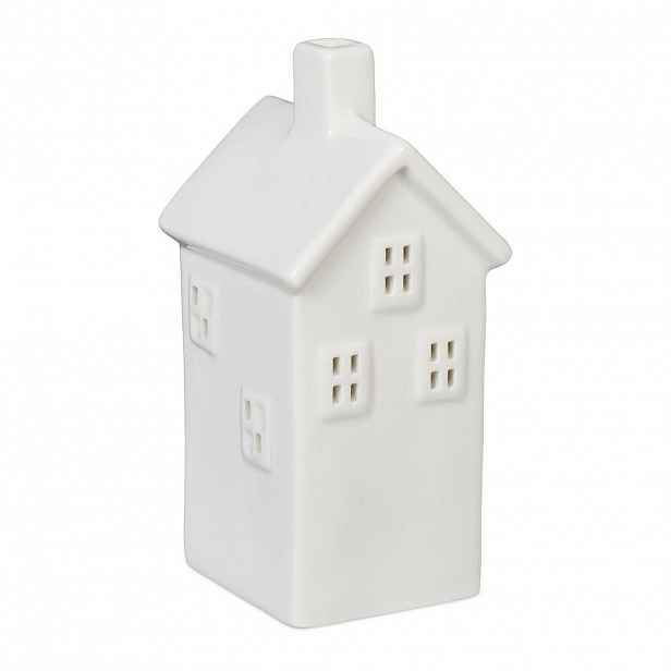 Relaxdays SVÍCEN Bílý porcelán domeček 14 cm