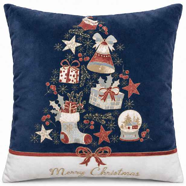 Vánoční povlak na polštář XMAS - MIRACLE modrá/bílá 40x40 cm