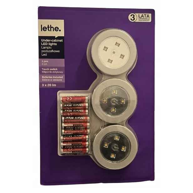Lethe Led podskříňkové lampy dotykový spínač 3 kusy 2o lm 791