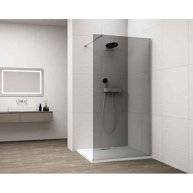 Polysan Esca - Sprchová stěna Walk-In 120x210 cm, Antidrop, kouřové sklo/chrom ES1212-01