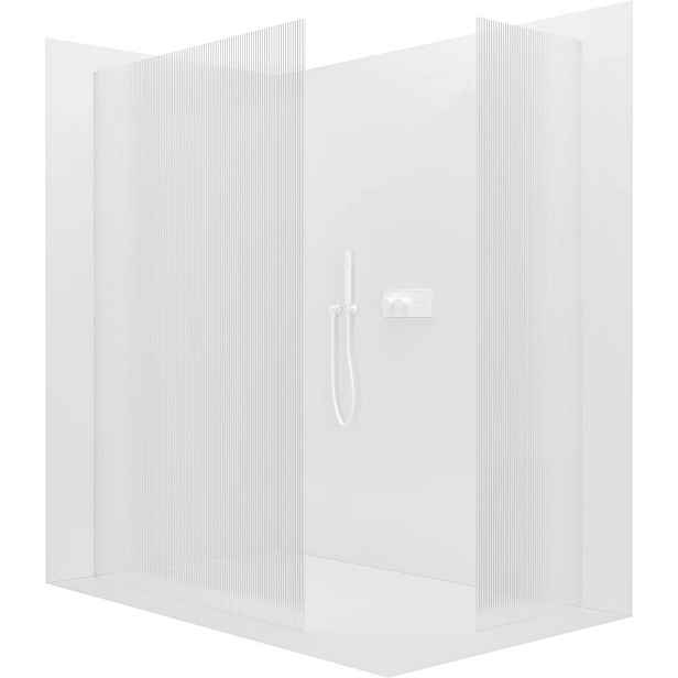 Sprchová zástěna Walk-in Crystal T L/P - 8 mm - bezvzpěrový systém - bílá matná, rýhované sklo - 150x110x200 cm