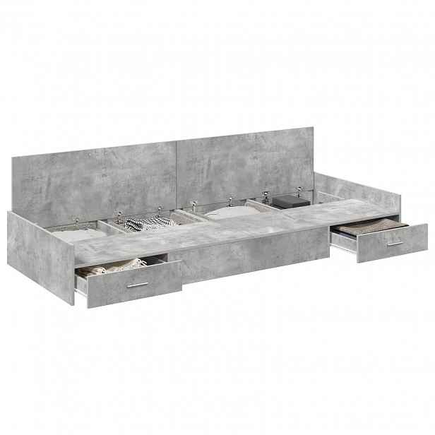 vidaXL Rám postele s čelo Betonově šedá 90 x 190 cm Kompozitní dřevo
