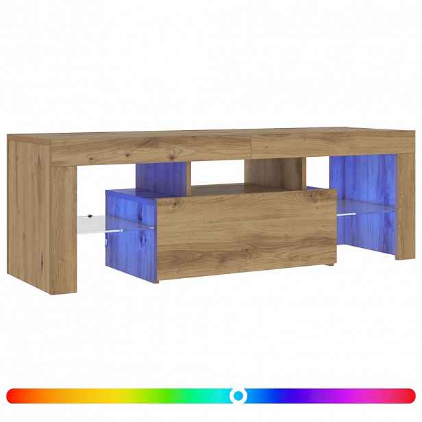 vidaXL TV stolek s LED dub artisan 120 x 36,5 x 40 cm kompozitní dřevo