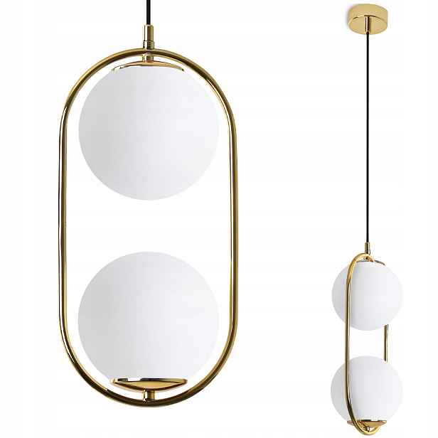 Závěsná Stropní Lampa Lustr Zlatý Ring Glamour Koule Do Kuchyně Jídelny
