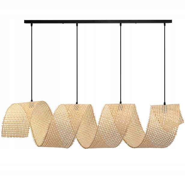 Bambusová Závěsná Lampa Proutí Boho Přírodní 160 cm