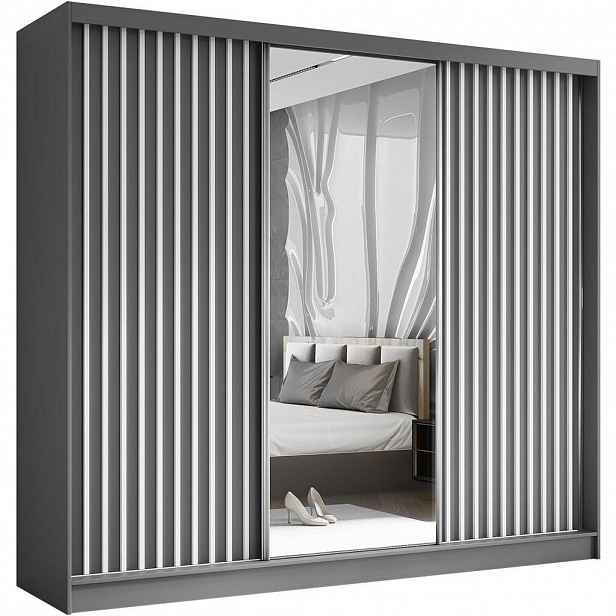 Beautysofa SKŘÍŇ s posuvnými dveřmi Helix 240/216/61 šedá + bílá