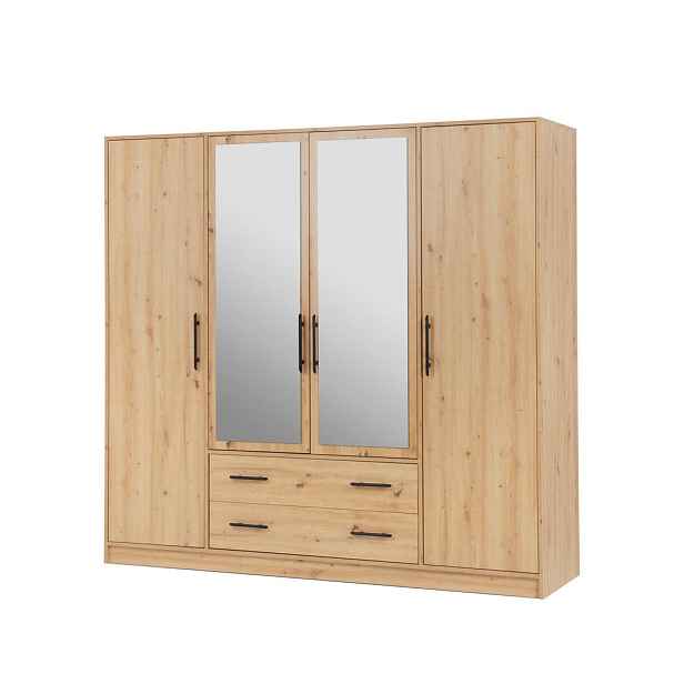 MASSENO ŠATNÍ SKŘÍŇ S OTOČNÝMI DVEŘMI VANO, 200/190/56 cm 4dveřová se zrcadlem, dub Artisan