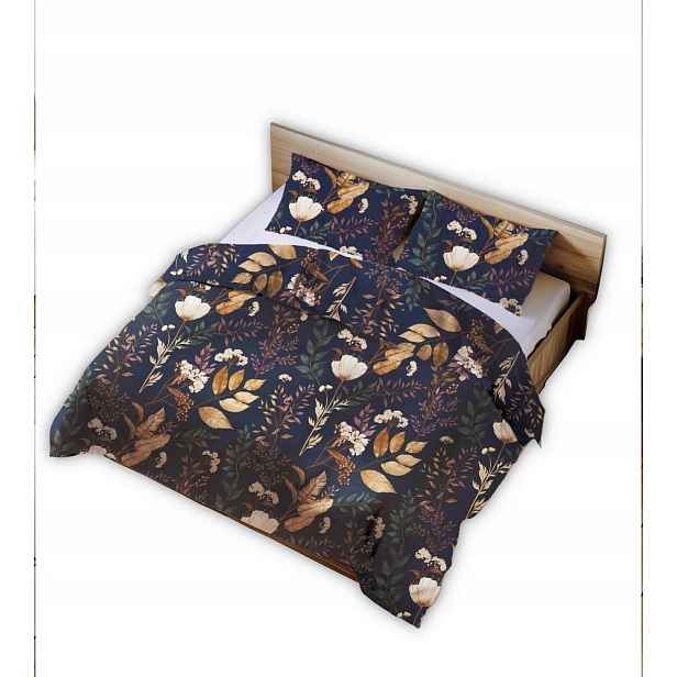 Povlečení bavlněné 160x200 modrá florální oáza