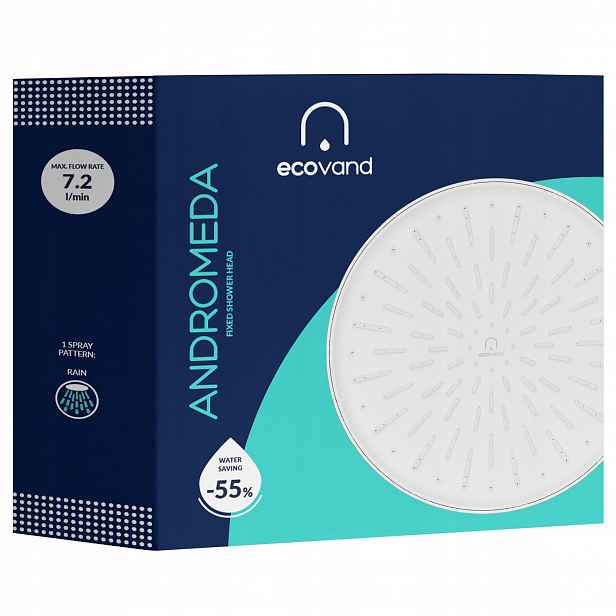 Velká Luxusní otočná Dešťová Sprcha EcoVand Andromeda Spotřebovává -55% Vody