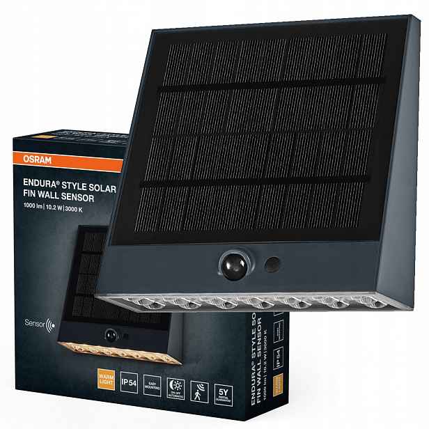 Zahradní nástěnné svítidlo Solární Lampa Led Snímač pohybu 10.2W 890lm 3000K IP54