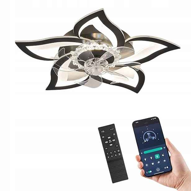 Černý Led Lustr Stropní Ventilátor Stropní Svítidlo Moderní 65W Dálkový Ovladač