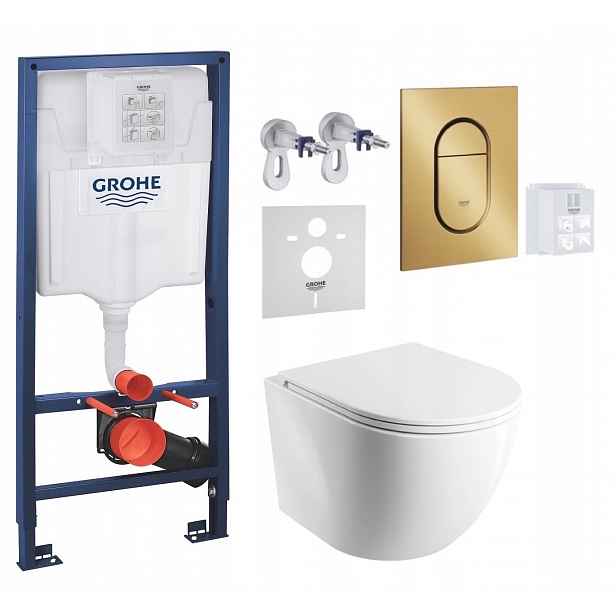 Grohe Wc stojan Rapid s mísou Wc Cspmwbm a tlačítkem zlatý kartáčovaný